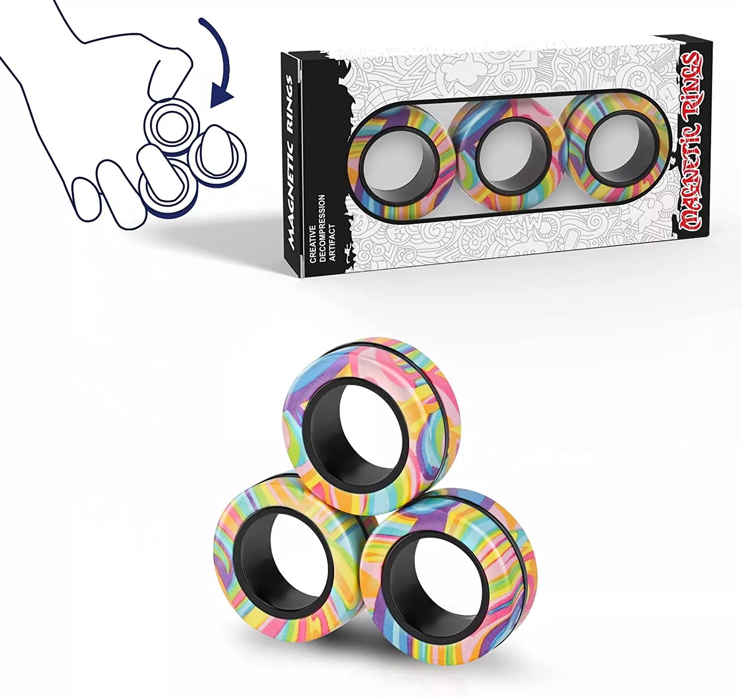 Magneto Trio Magnetic Fidget Rings - Multiple Colors