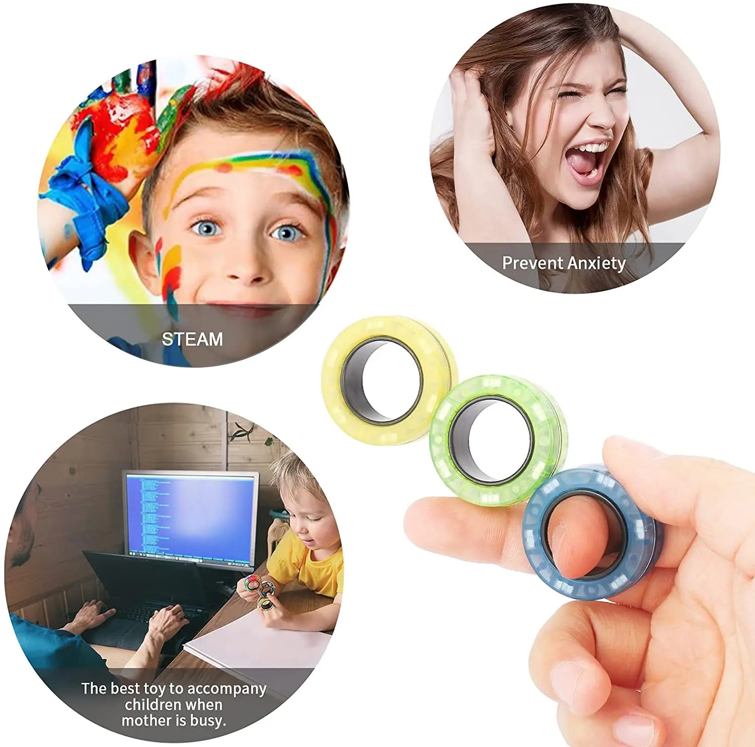 Magneto Trio Magnetic Fidget Rings - Multiple Colors