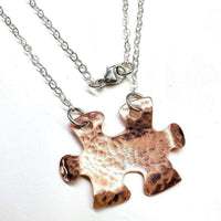 Handcrafted Autism Awareness Copper Puzzle Piece Necklace